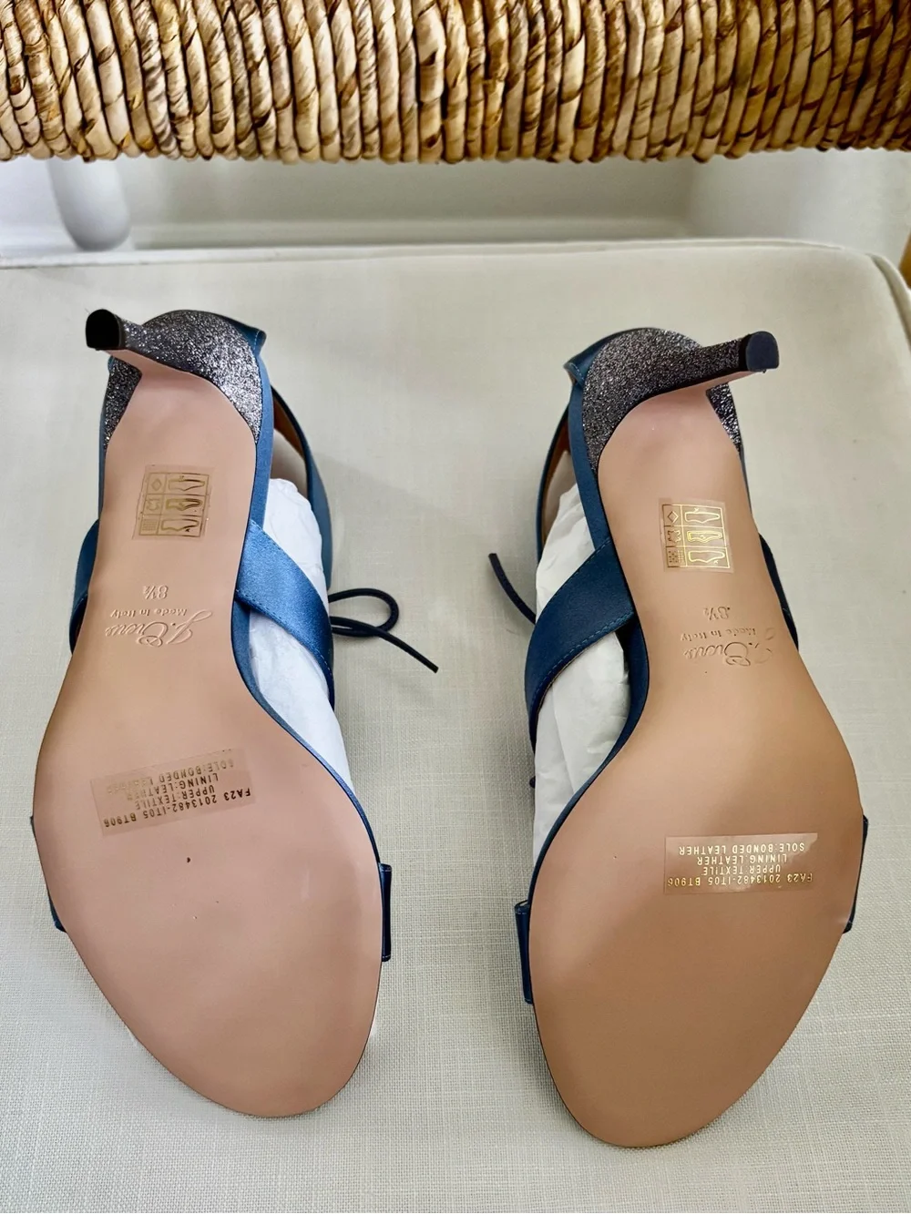 J. Crew Collection “Rylie” Blue Satin Triple Bow/Strap Sexy Heeled Sandal